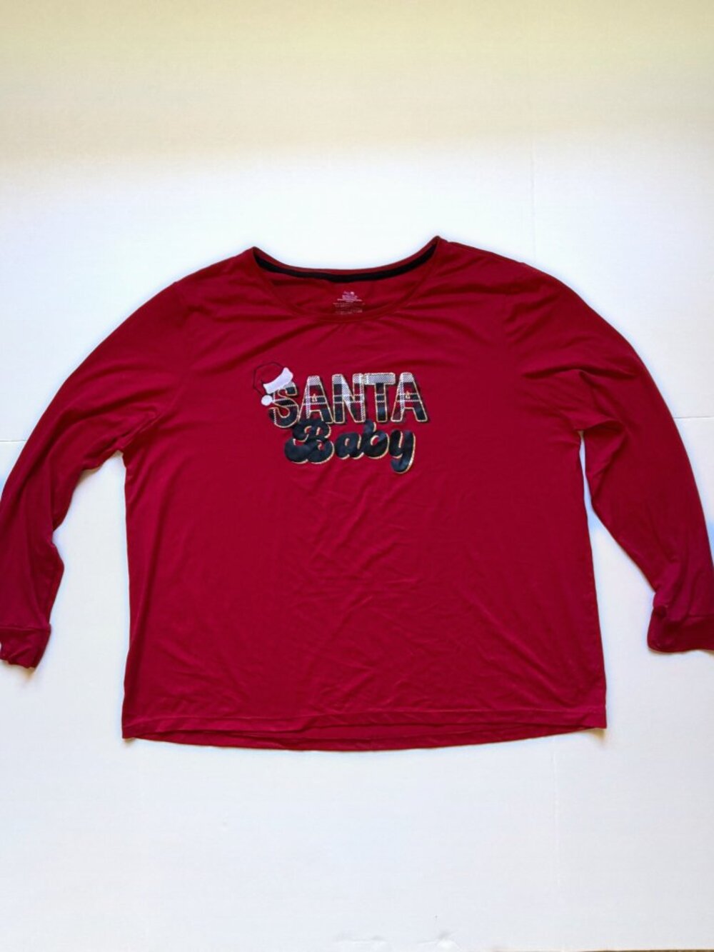 Secret Treasures Santa Baby Red Christmas Pajama Sleep Top XL 16-18